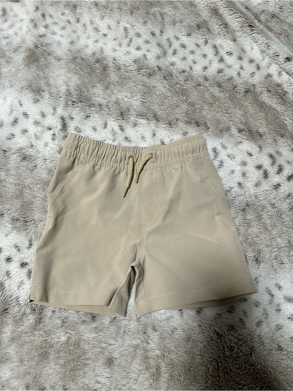 Kid’s Casual Elastic Waist Beige Shorts